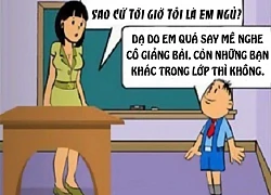 Ngủ gật trong lớp vì say mê cô giáo