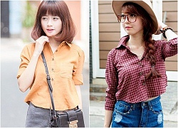 Áo sơ mi nữ croptop đẹp kiểu Hàn Quốc tôn eo thon nhỏ