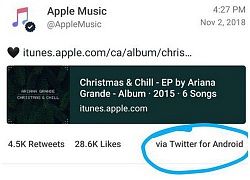 Bất ngờ khi người quản lý tài khoản Apple Music lại dùng smartphone Android để đăng tweet quảng cáo