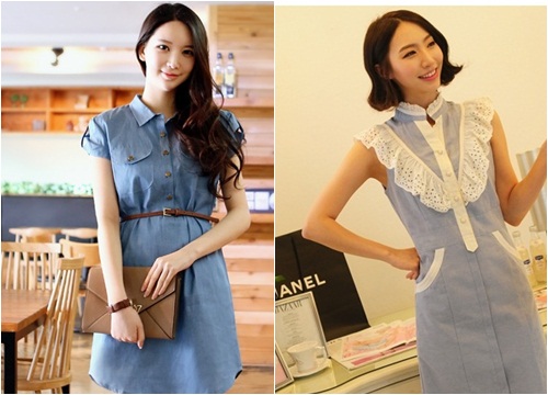 Váy đầm denim Hàn Quốc đẹp cho nàng xinh xắn dễ thương 2019