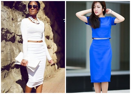 Mix chân váy đầm bút chì đẹp với áo croptop sành điệu xuống phố