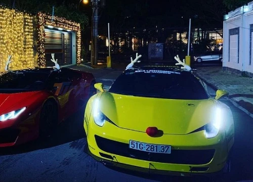 Sợ trễ giờ, ông già Noel tại Việt Nam vứt xe điện, cầm lái Ferrari 458 Italia độ "khủng" đi phát quà