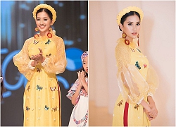 Hoa hậu Tiểu Vy đẹp mơ màng với áo dài, làm vedette sàn catwalk