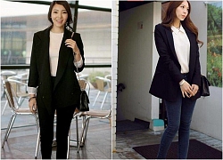 Tránh gió lạnh với áo khoác blazer nữ dáng dài đẹp đông