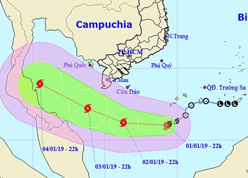 Tối nay, bão số 1 cách mũi Cà Mau 300 km