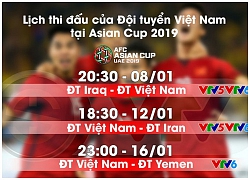 Lịch trực tiếp ĐT Việt Nam - Asian Cup 2019 trên VTV