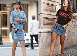 Mặc là đẹp với"chiêu" phối đồ với váy jeans ôm chuẩn trend 2019