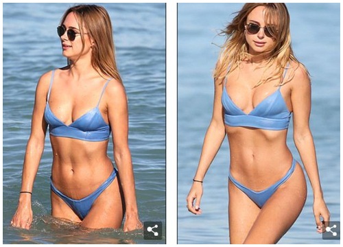 Kimberley Garner quyến rũ với áo tắm màu xanh