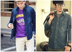 Áo sơ mi nam denim Hàn Quốc đẹp khỏe khoắn ngày nắng nhẹ mùa đông