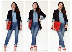 Áo sơ mi denim công sở nữ Hàn Quốc đẹp hiện đại cho nàng năng động