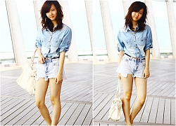 Biến hóa cùng quần short denim