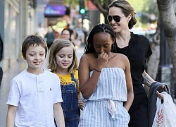 Angelina Jolie mảnh mai bên các con ngày cuối tuần