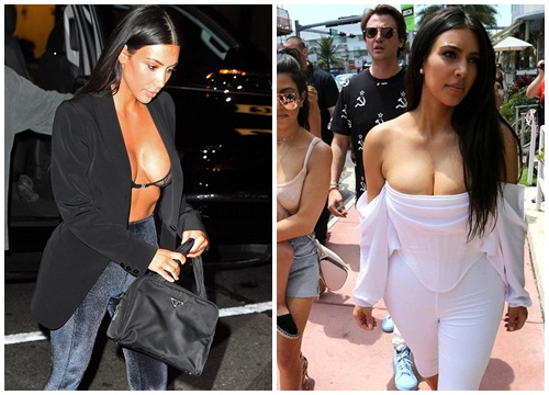 Ngực nặng trĩu như hai trái bom nhưng Kim Kardashian vẫn nghiện diện đầm 'bức tử' 'núi đôi'