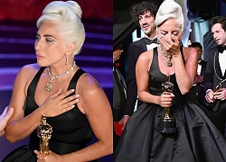 Lady Gaga òa khóc nức nở trong hậu trường, nắm chặt tượng vàng Oscar đầu tiên trong sự nghiệp