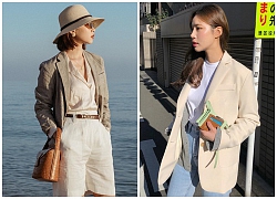 Nếu trời chỉ se lạnh, bạn hãy nghĩ đến công thức mix áo thun/sơ mi + blazer dễ mặc và chắc chắn sẽ đẹp này