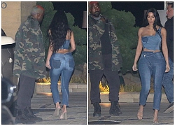 Kim Kardashian diện cây đồ Jeans đi ăn cùng chồng