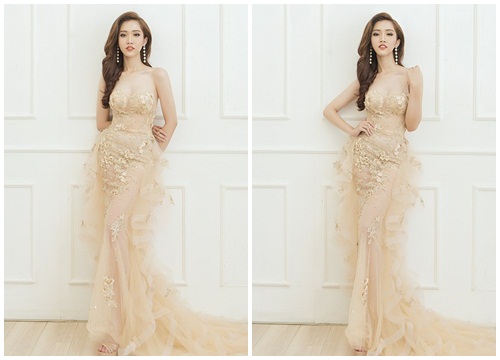 Nhật Hà 'tung chiêu hiểm' - bộ đầm dạ hội siêu lung linh cho Chung kết Miss International Queen 2019