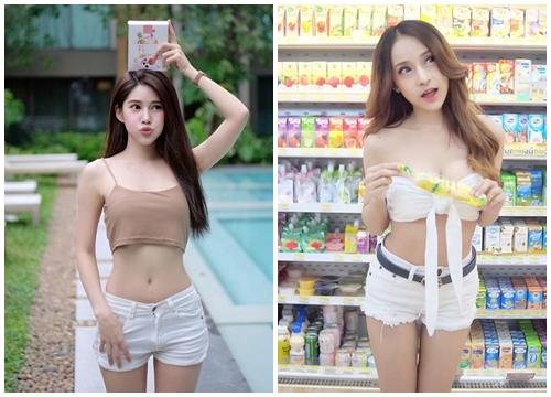 Mỹ nữ Thái Lan phô bày đường cong với áo crop top