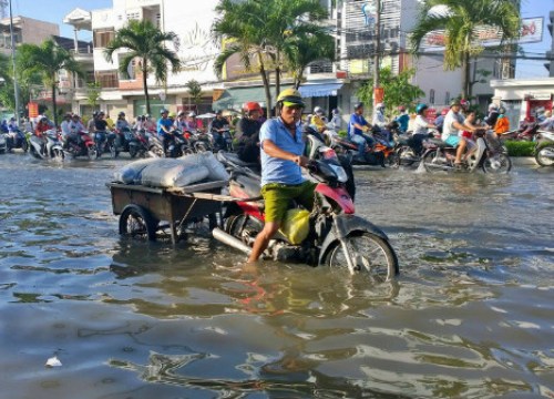 Cảnh báo triều cường hạ lưu sông Sài Gòn vượt mức báo động ba