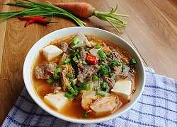 Canh kim chi thịt bò cay