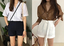 Mặc short vải linen xuống phố cuối tuần