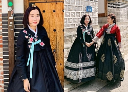 Mẹ Huyền My trẻ không thua con gái khi mặc Hanbok