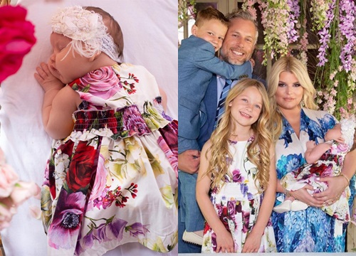 Jessica Simpson hồi phục sau mổ đẻ, khoe con gái bụ bẫm