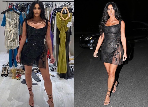 Kim Kardashian diện váy xuyên thấu "lộ đồ nhỏ"