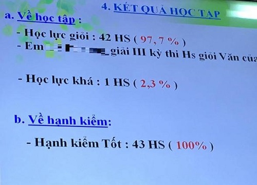 '42/43 học sinh giỏi một lớp là bình thường, không có bệnh thành tích'