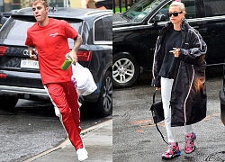 Justin Bieber điển trai, mặc quần &#8220;rách&#8221; dạo phố cùng bà xã xinh đẹp