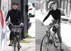 Cô Kim Kardashian bắt chước huyền thoại Audrey Hepburn đạp xe với vòng 3 sai sai và cái kết bất ngờ