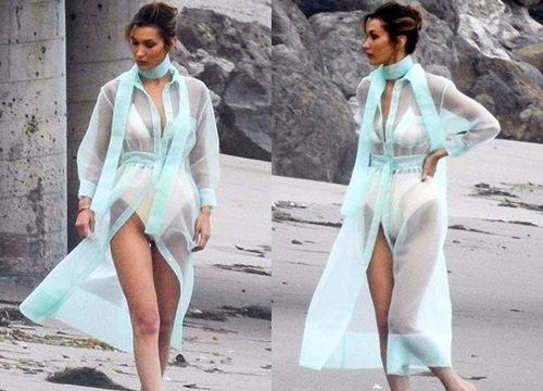 Bella Hadid diện áo xuyên thấu mỏng tang khoe 'núi đôi' 'nóng mắt'