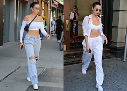 Crop top khoe eo kiến càng của Bella Hadid