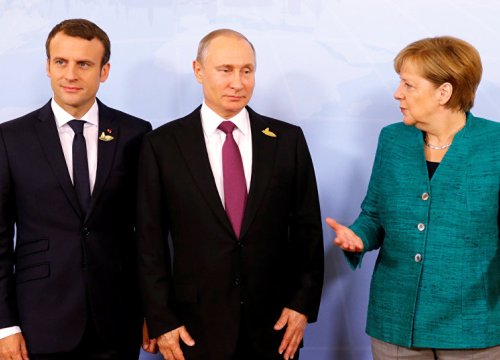 Putin, Macron và Merkel điện đàm nóng về Ukraine,Iran, Syria