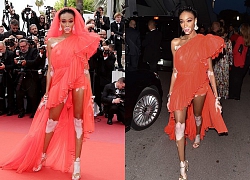 Winnie Harlow gặp sự cố trên thảm đỏ Cannes vì váy quá ngắn