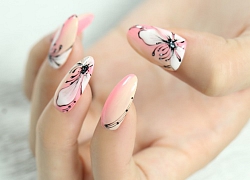 Cách vẽ mẫu nail Ombre hoa đơn giản sang trọng