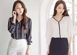 Dáng càng đẹp hơn nhờ sơ mi cổ chữ V style Hàn