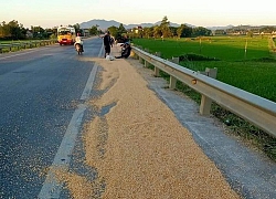 Nông dân thản nhiên phơi thóc trên quốc lộ khiến người phụ nữ bị ngã gãy chân gây bức xúc