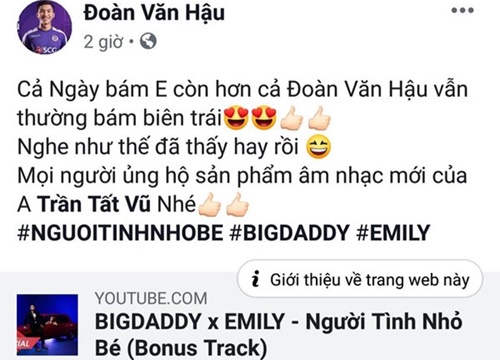 'Vui miệng' nhắc tên Đoàn Văn Hậu trong MV, vợ chồng Big Daddy ngỡ ngàng trước phản ứng quá khích của netizen Việt