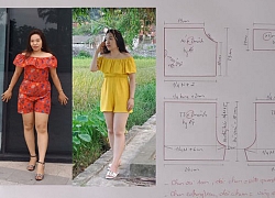 Hướng dẫn cắt may bộ jumpsuit trễ vai đơn giản nhất