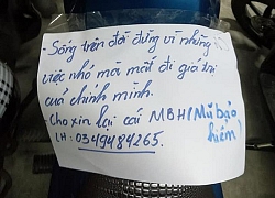 Phát hiện kẻ gian lấy mũ bảo hiểm, chàng trai lịch sự viết giấy, để lại số điện thoại, 3 ngày chưa nhận được lời xin lỗi