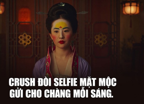 Lỡ tay dặm lố phấn, Lưu Diệc Phi biến thành meme sau trailer Mulan: Đây là tôi mỗi khi crush đòi selfie mặt mộc!