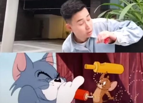 Trào lưu đá nắp chai chưa hạ nhiệt, dần tình thi nhau bắt chước hành động của Tom và Jerry