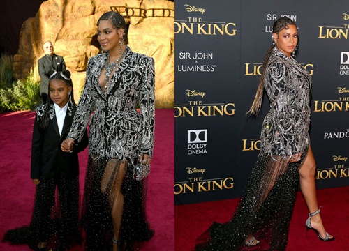 Beyoncé và con gái Blue Ivy diện đồ đôi lên thảm đỏ Premier vua sư tử