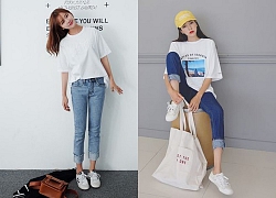 Phối quần jeans siêu chất bất chấp cả thời tiết với sơmi, áo thun và crop top