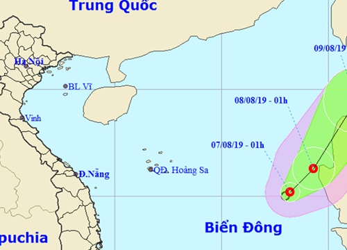 Áp thấp nhiệt đới giật cấp 8 trên Biển Đông, di chuyển hướng Đông Bắc