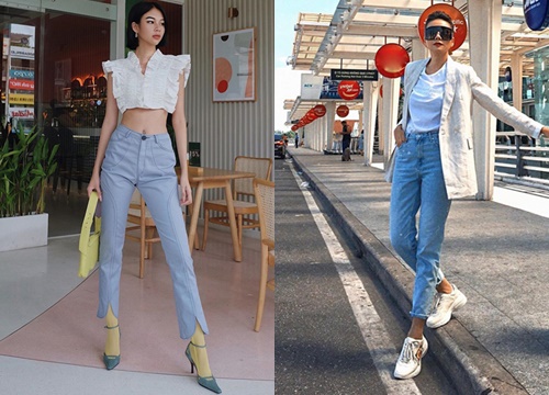 Học sao Việt phối áo trắng cùng jeans xanh