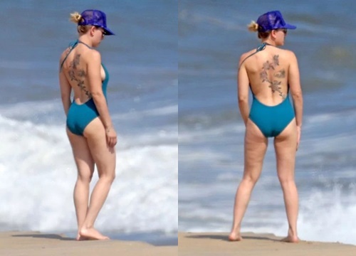 Scarlett Johansson mặc bikini lộ hình xăm lớn trên lưng