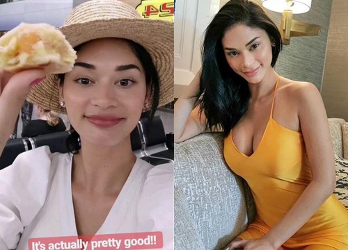 Hoa hậu Hoàn vũ Pia Wurtzbach thích thú ăn thử bánh pía Việt Nam