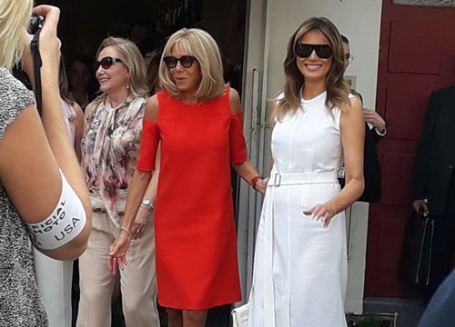 Đệ nhất phu nhân Pháp như trợ lý đi cạnh bà Melania Trump do sai lầm khi chọn trang phục